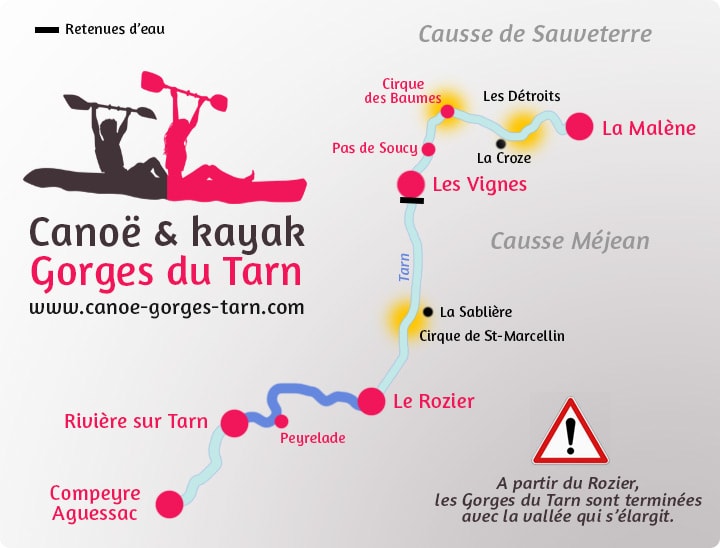 Carte du parcours Le Rozier / Rivière sur Tarn Gorges du Tarn