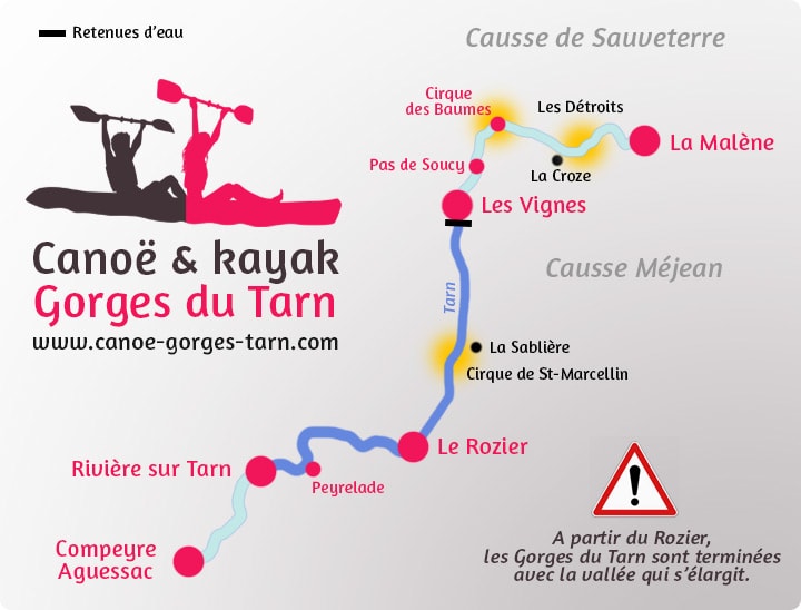 Carte du parcours Les Vignes / Rivière sur Tarn Gorges du Tarn