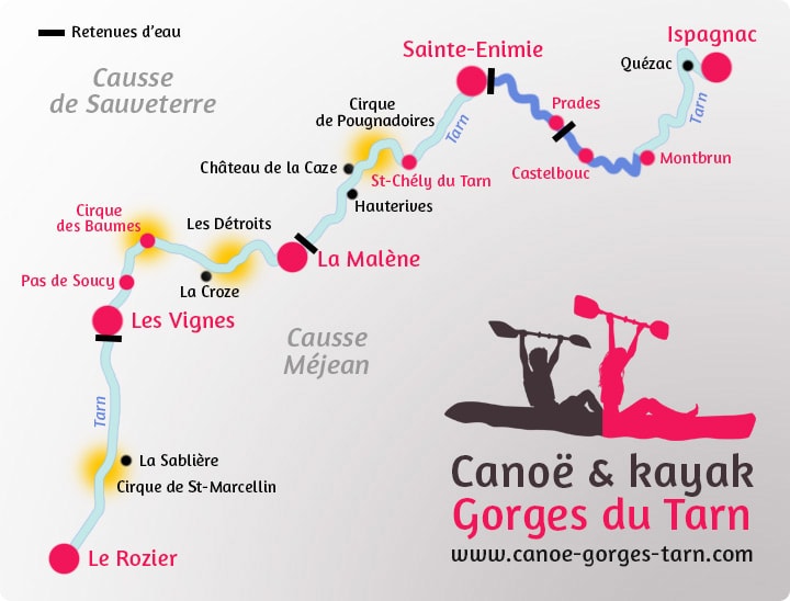 Carte du parcours Montbrun / Sainte-Enimie Gorges du Tarn