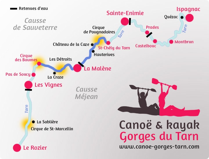 Carte du parcours Saint-Chély du Tarn / Cirque des Baumes Gorges du Tarn