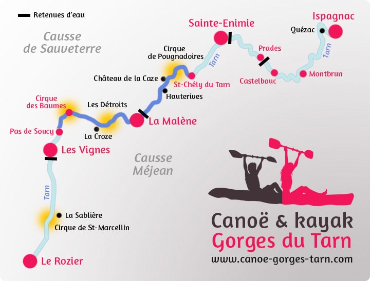 Carte du parcours Saint-Chély du Tarn / Pas de Soucy Gorges du Tarn