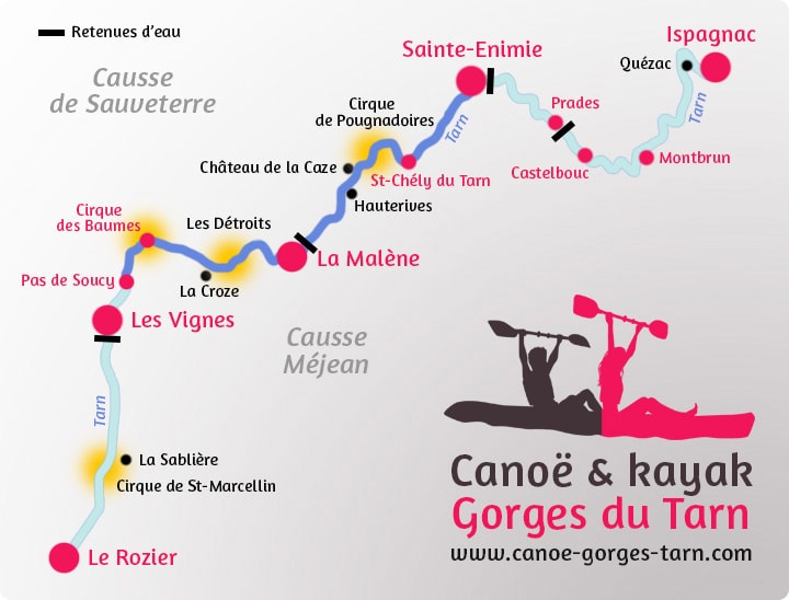 Carte du parcours Sainte-Enimie / Pas de Soucy Gorges du Tarn